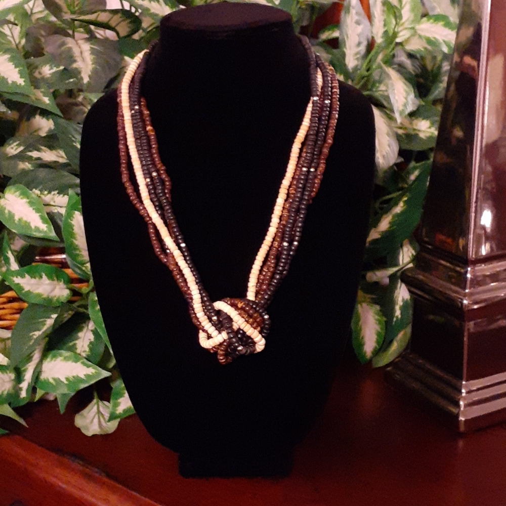 4 For $10 / Multi-Strand Brown and Tan Necklace